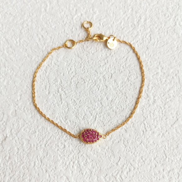 Julie Vos Pavé Teardrop Pink Tourmaline Gold Bracelet - Picture 1 of 2